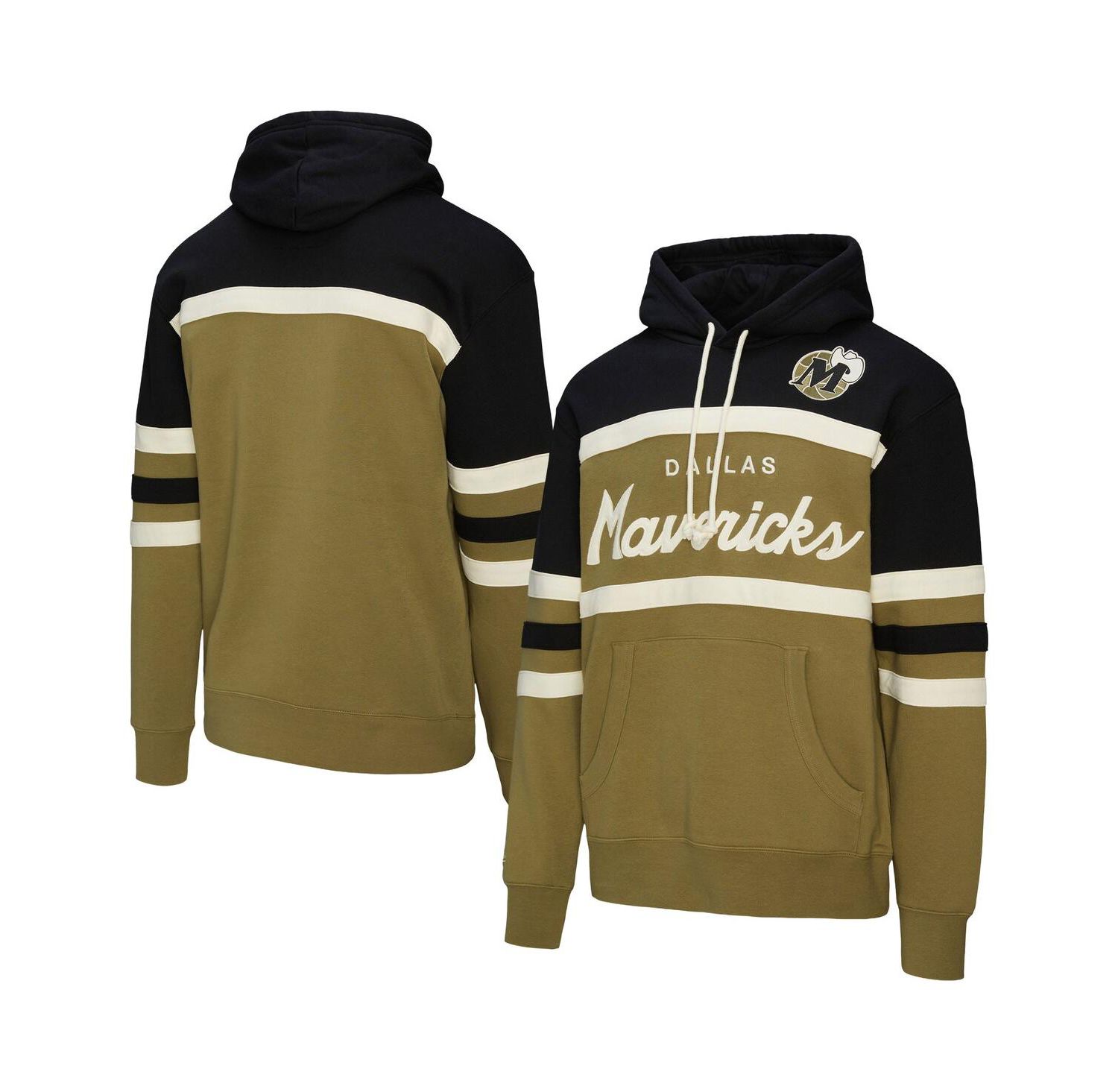 Men's Olive Dallas Mavericks Double Clutch Head Coach Hoodie