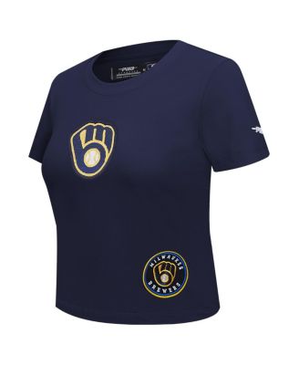 Women's Navy Milwaukee Brewers Game Day Classics Baby Doll Cropped T-Shirt