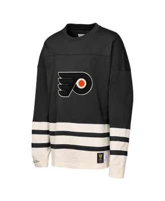 Big Boys and Girls Black Philadelphia Flyers Chainstitch Heavyweight Long Sleeve Sweatshirt