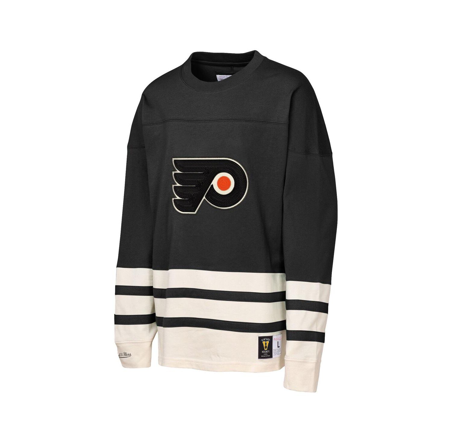 Big Boys and Girls Black Philadelphia Flyers Chainstitch Heavyweight Long Sleeve Sweatshirt