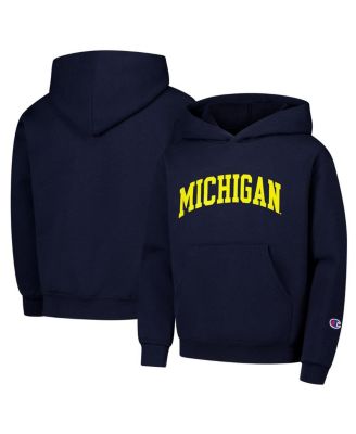 Champion - Big Boys and Girls Navy Michigan Wolverines Basic Arch Hoodie