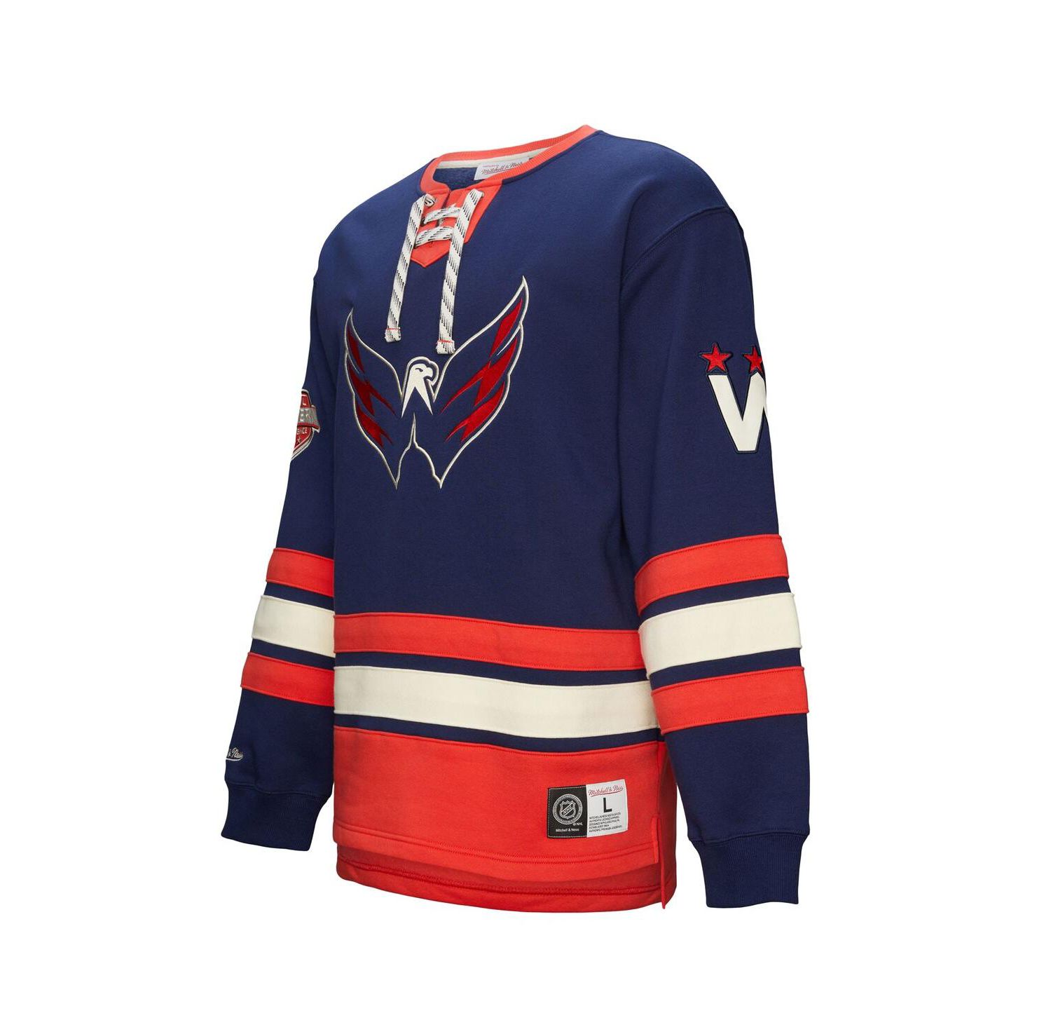 Men's Navy Washington Capitals Heritage Lace-Up Pullover Sweatshirt