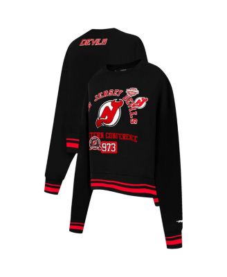 Pro Standard - Women's Black New Jersey Devils Area Code Cropped Pullover Sweatshirt
