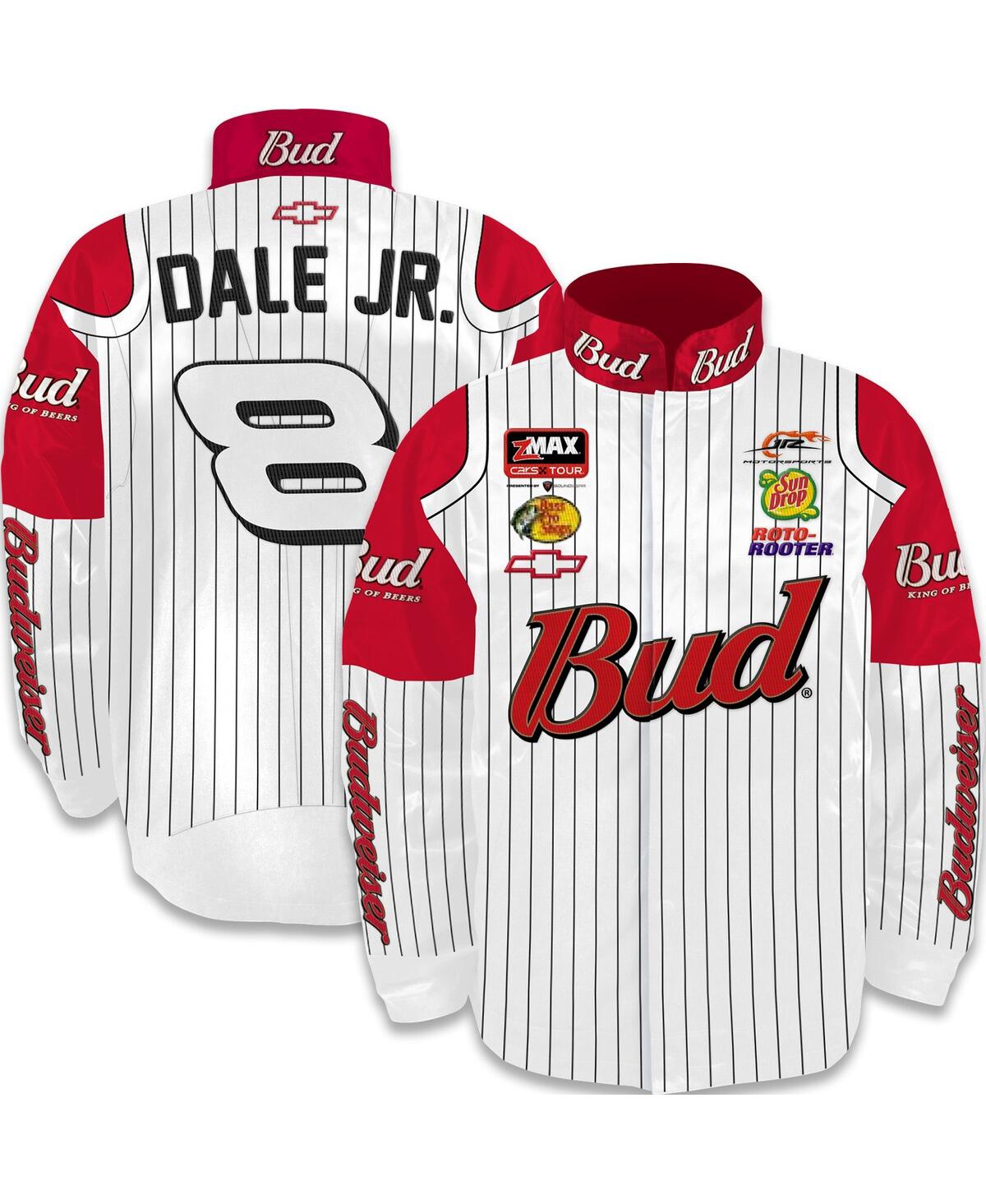 Jr Motorsports Official Team Apparel Men's White/red Dale Earnhardt Jr. Budweiser Uniform Full-snap Jacket In Multi
