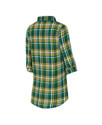 Women's Green Bay Packers Laney Plaid Tri-Blend Nightshirt