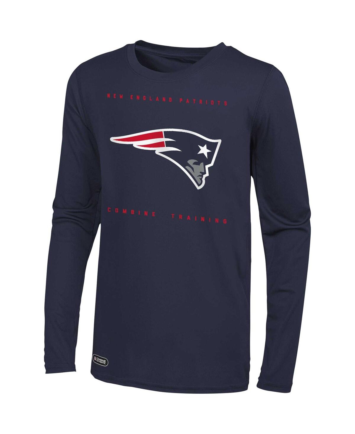 Outerstuff Men's Navy New England Patriots Side Drill Long Sleeve T-Shirt