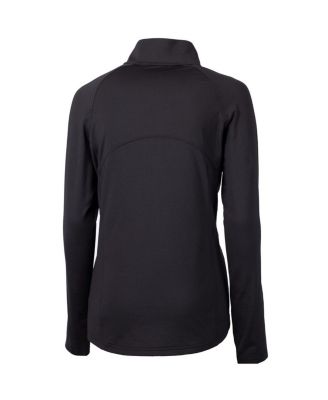 Women's Black New England Patriots Throwback Logo Adapt Eco Knit Stretch Half-Zip Pullover Sweatshirt