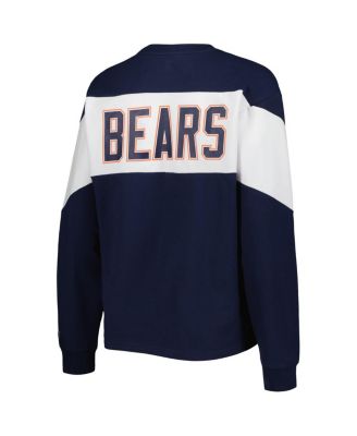 Women's Navy Chicago Bears Insight Crop Tri-Blend Long Sleeve T-Shirt