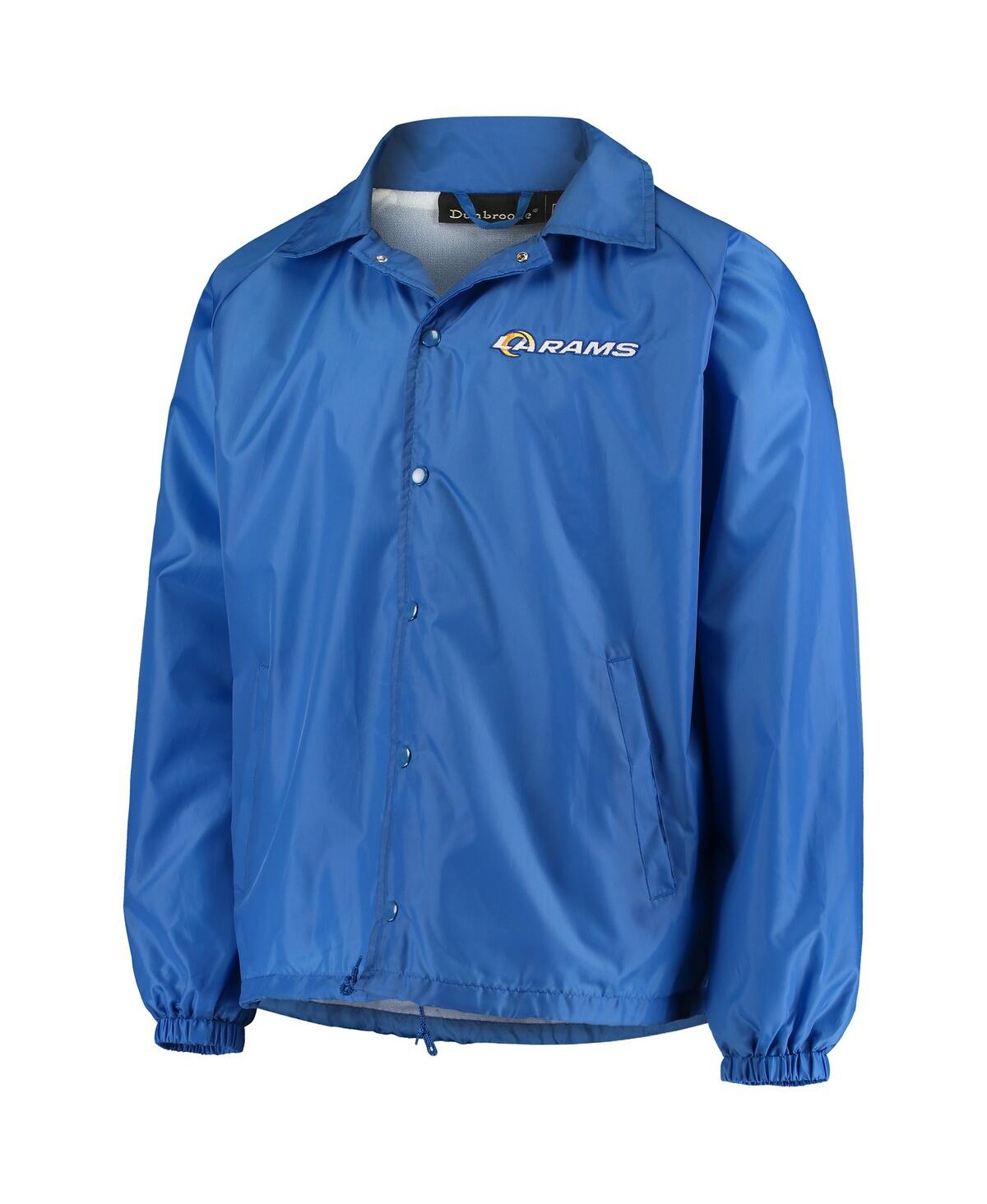 Dunbrooke Men's Royal Los Angeles Rams Coaches Classic Raglan Full-Snap Windbreaker Jacket