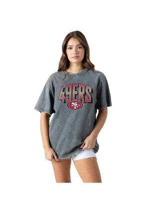 Women's Gray San Francisco 49ers Peak Performance Oversized Snow Wash T-Shirt