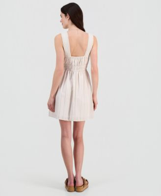 Juniors' Striped Picot-Trim Mini Dress