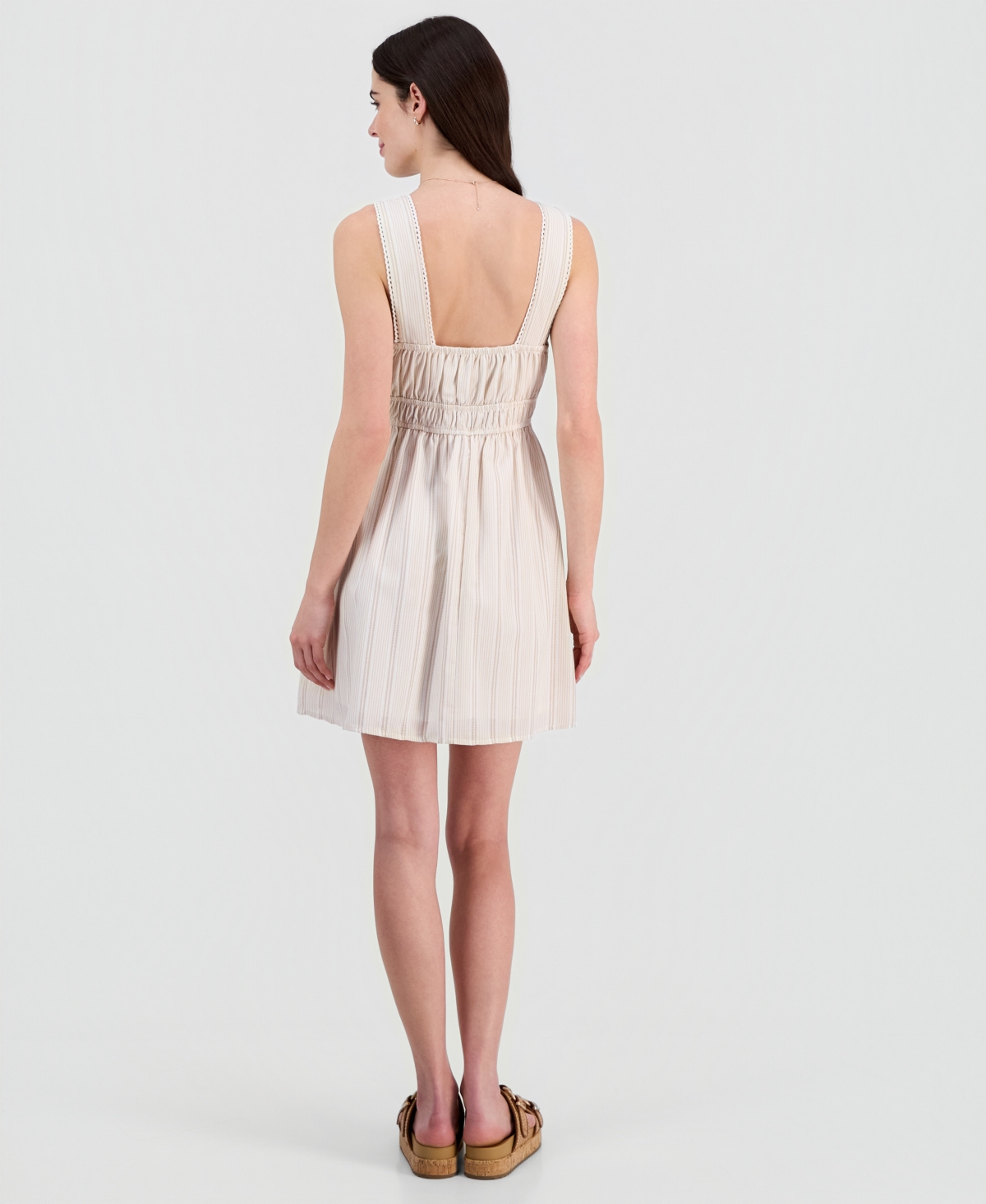 Sincerely Jules Juniors' Striped Picot-Trim Mini Dress