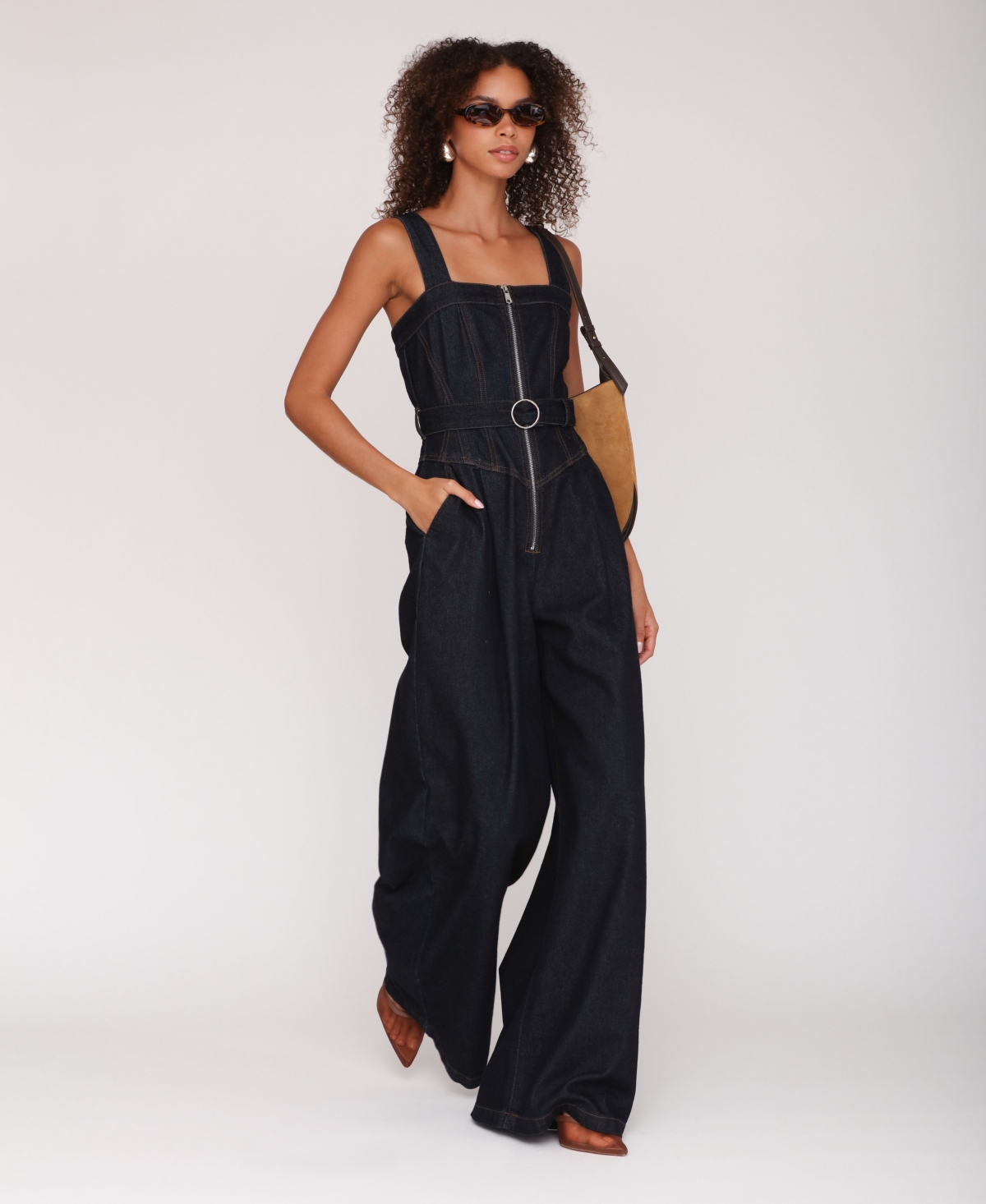 Avec Les Filles Women's Zip-Front Corset Jumpsuit
