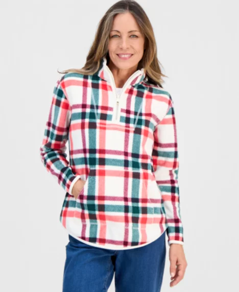 Petite Fleece Mock Neck Sweatshirt - Fresh Vanilla Combo