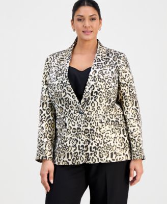 Tahari ASL - Plus Size Leopard-Print Blazer