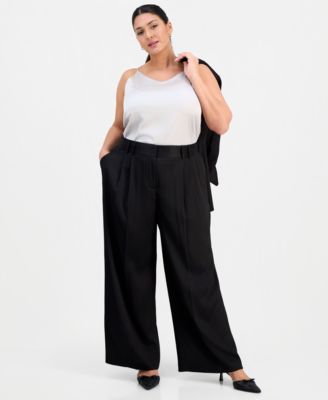 Tahari ASL - Plus Size Crinkle-Satin Pants