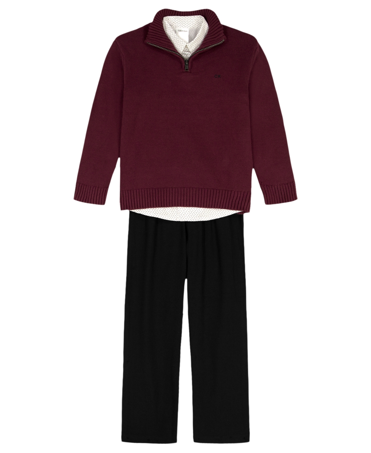 Calvin Klein Boys 2T-7 Long-Sleeve Sweater, Shirt and Pants, 3-Piece Set