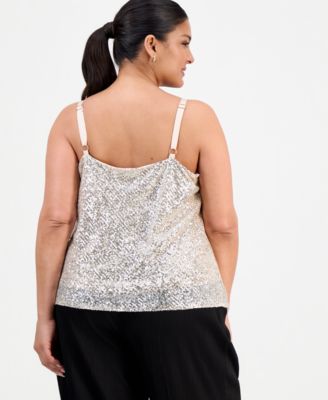 Plus Size Sequinned Cowlneck Camisole