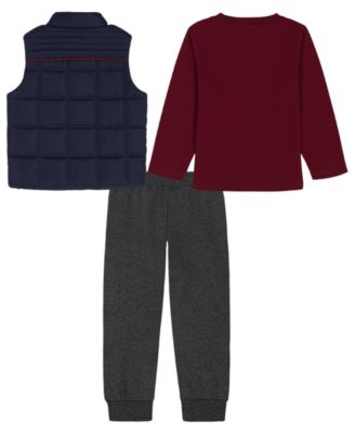 Boys' Toddler 2T-4T Crewneck T-Shirt, Vest and Jogger, 3-Piece Set