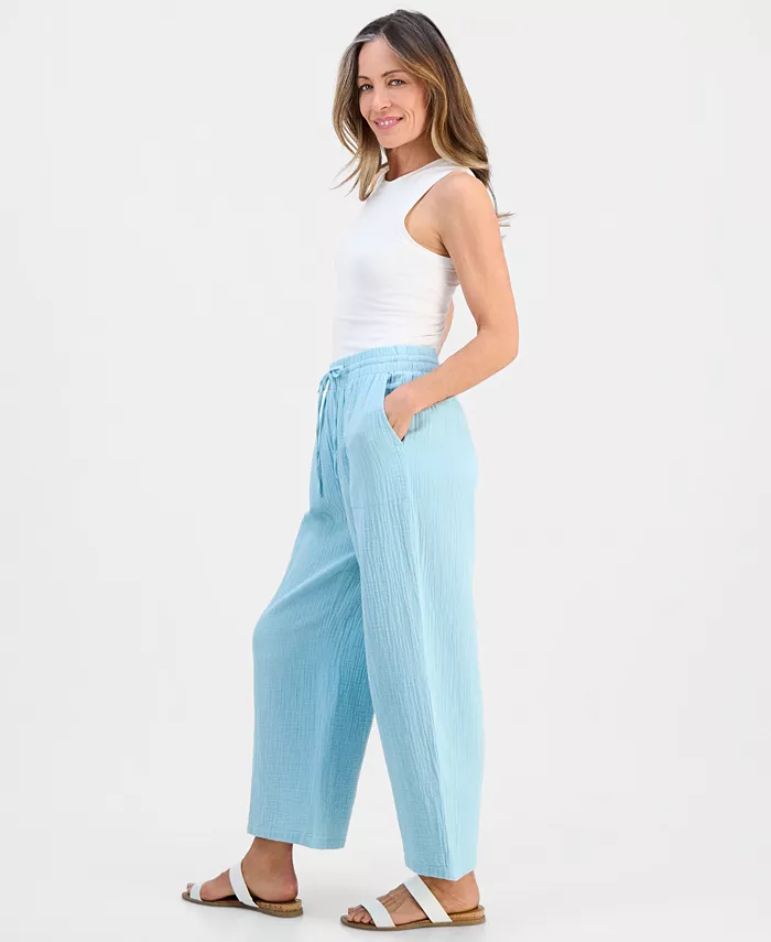 Petite Gauze Wide-Leg Pull-On Pants - thumbnail 6