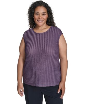 Calvin Klein - Plus Size Cap Sleeve Textured Knit Top