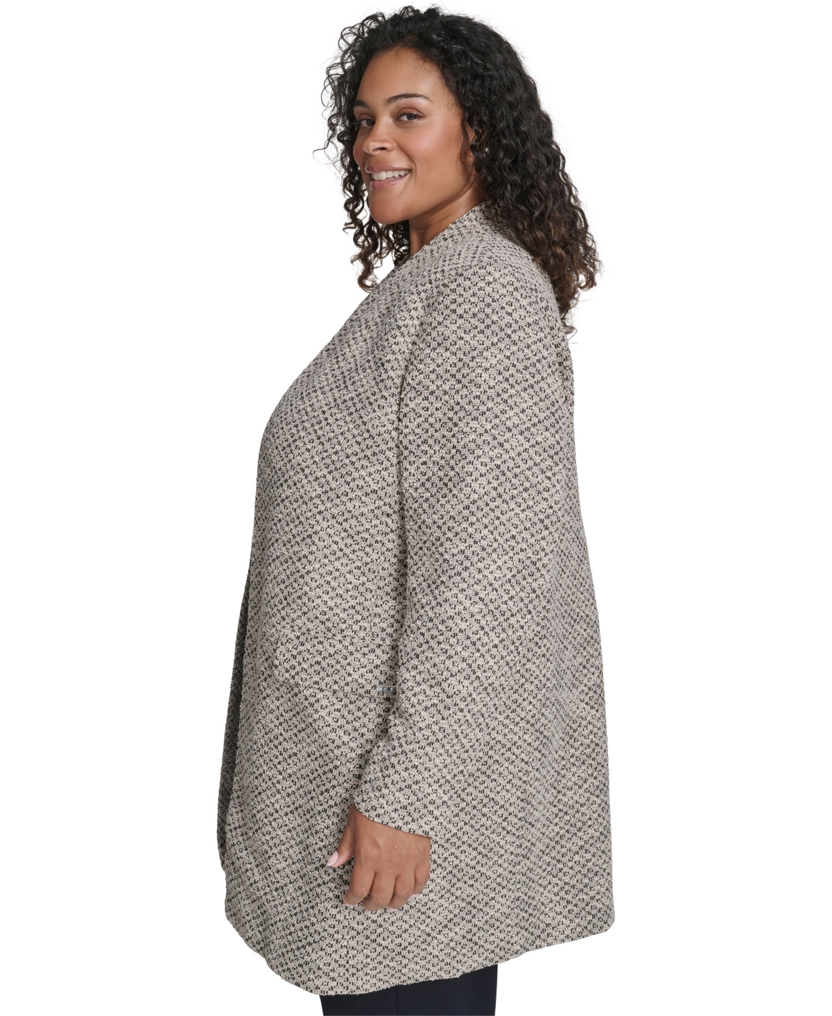 Calvin Klein Plus Size Collarless Shoulder Padded Jacket In Gold