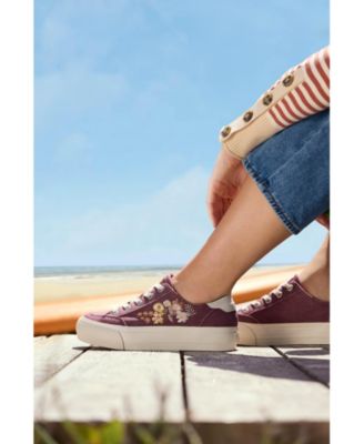 Sneaker Blowfish Malibu Sadie-Sun Donna – Tela Color Tortora Chiaro, Plateau, Vegana, Con Ricami, Taglia 37-38 EU