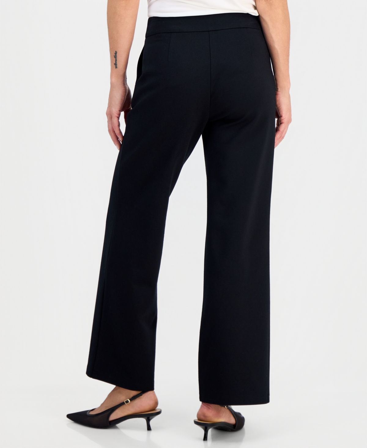 Jm Collection Petite Mid-rise Pull-on Wide-leg Pants, Macy's Exclusive In Black