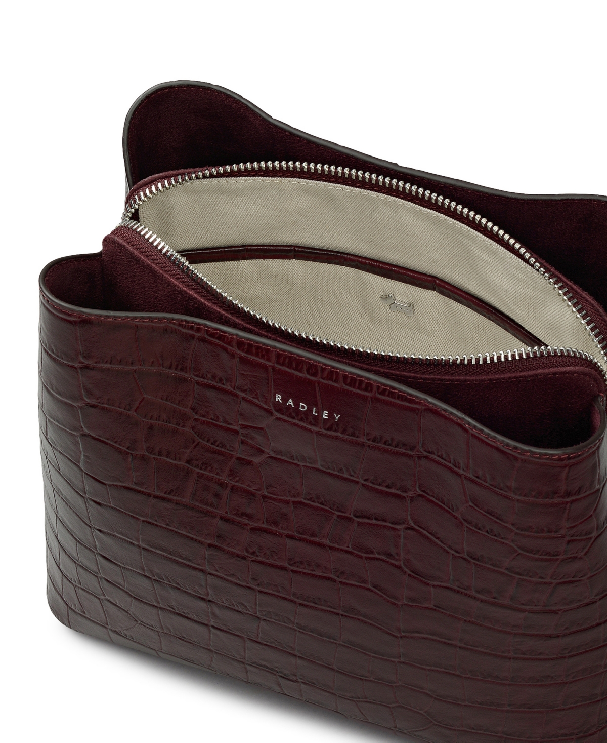 Radley London Dukes Place Faux Croc Small Compartment Crossbody Bag In Burgundy