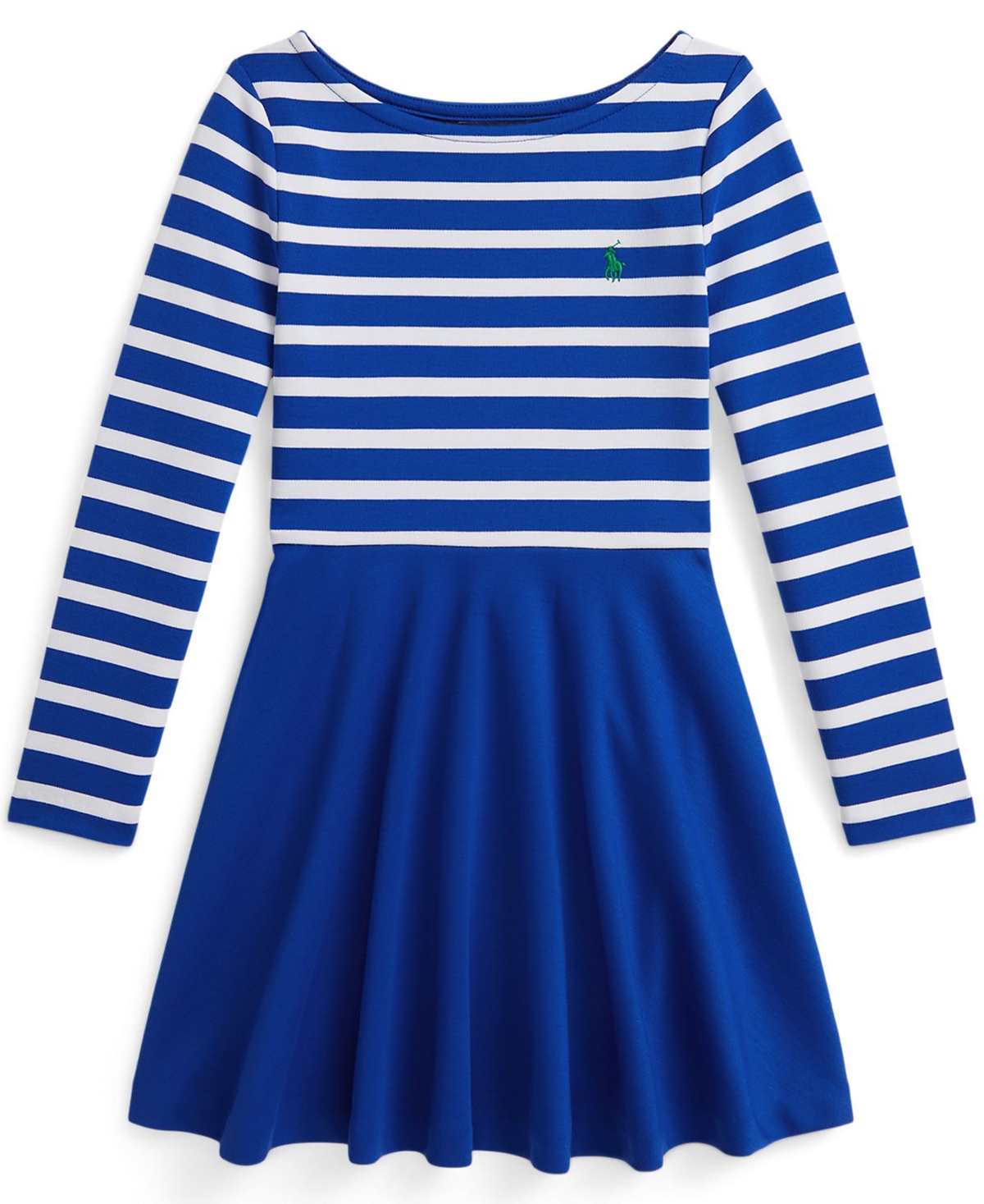 Polo Ralph Lauren Girls 2T-6X Striped Ponte Long-Sleeve Dress