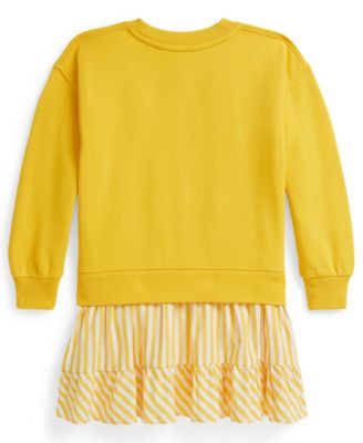 Girls' 2T-6X Striped Skirt Loop Back Fleece Dress