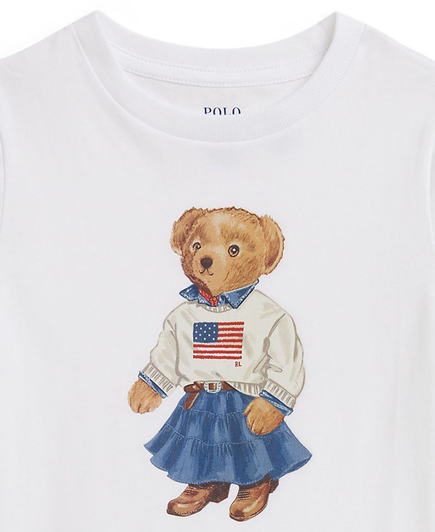 Футболка Polo Ralph Lauren Polo Bear Printed Short-Sleeve T-Shirt для девочек, цвет: Белый — фото 6