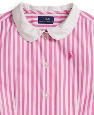 Girls' 7-16 Striped Long-Sleeve Shirt Dress