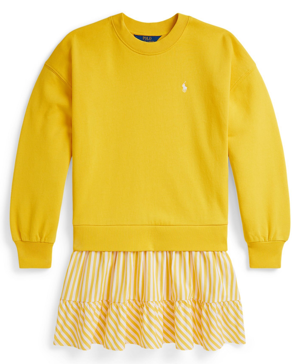 Polo Ralph Lauren Ralph Lauren Striped-skirt Loopback Fleece Dress In Yellow