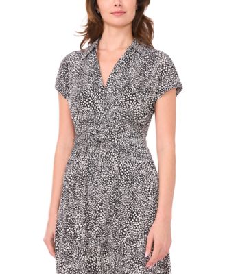 Women's Wide Tie Collared Midi Dress