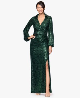 Women's Sequin Collared Long Dress