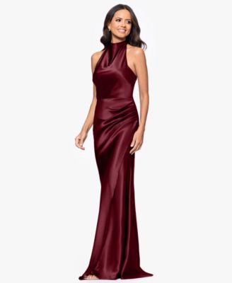 Women's Cowl Halter Neck Charmeuse Long Dress