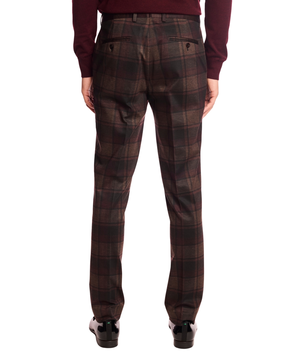 Paisley & Gray Downing Slim Fit Flat Front Plaid Dress Pants In Multi