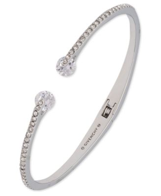 2-Pc. Set Color Floating Stone & Crystal Cuff Bangle Bracelet & Matching Stud Earrings