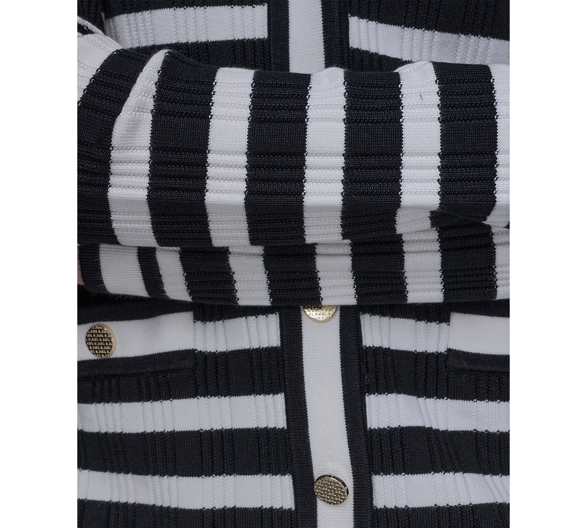 Karl Lagerfeld Petite V-neck Long-sleeve Sweater In Black