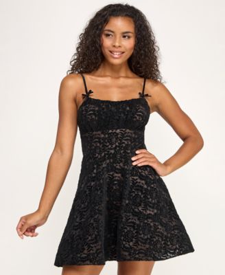City Studios - Women's Flocked Lace Dress