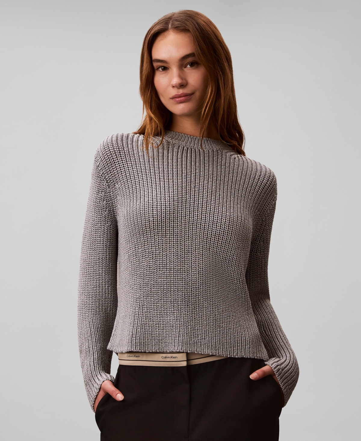 Calvin Klein Women's Pull-On Ribbed Relaxed Sweater