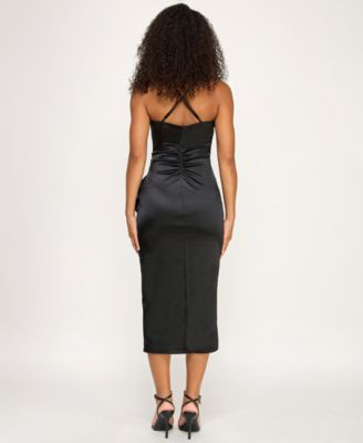 Juniors' Ruffled Side-Pleated Dress