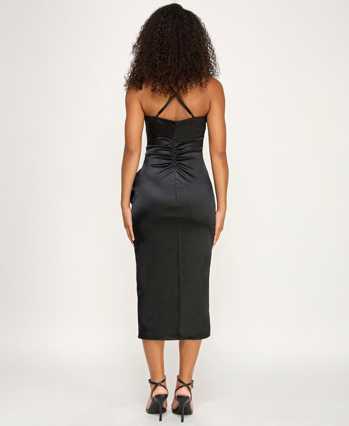 Emerald Sundae Juniors' Ruffled Side-pleated Dress In Black