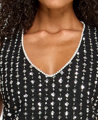 Juniors' Sequin V-Neck Dress