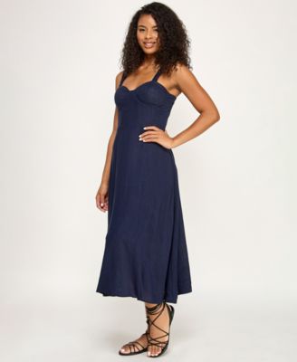 Juniors' Sweetheart Neck Corset Midi Dress