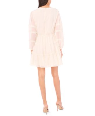 Women's Long-Sleeve Ruffle Front Tiered Mini Dress