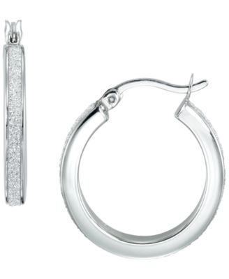 Polished Glitter 3-Pc. Set Hoop Earrings in Sterling Sliver