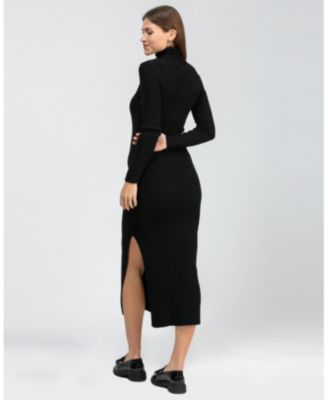 Maternity Turtleneck Maxi Dress Penelope with Side Slit