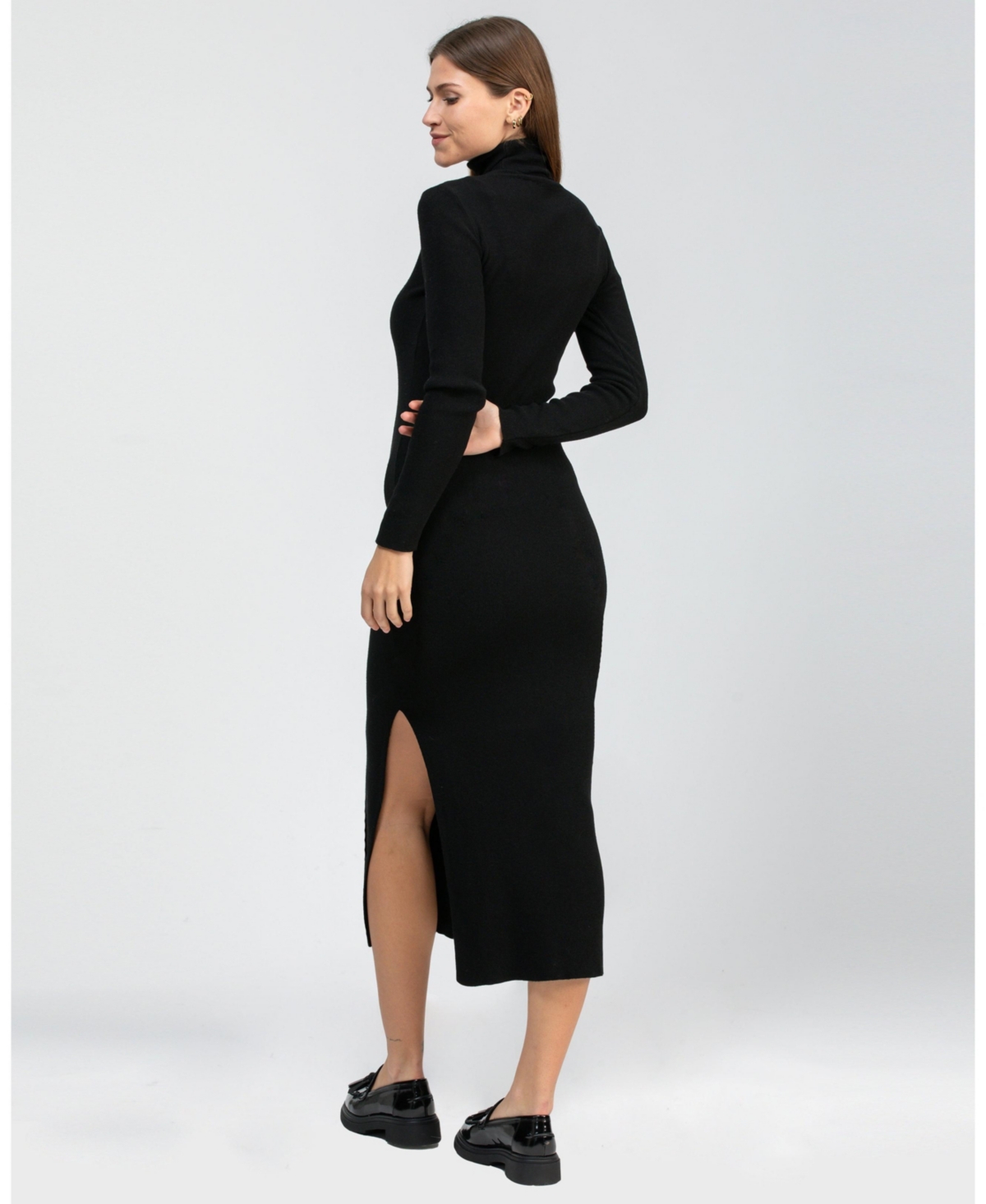 Maternity Turtleneck Maxi Dress Penelope with Side Slit